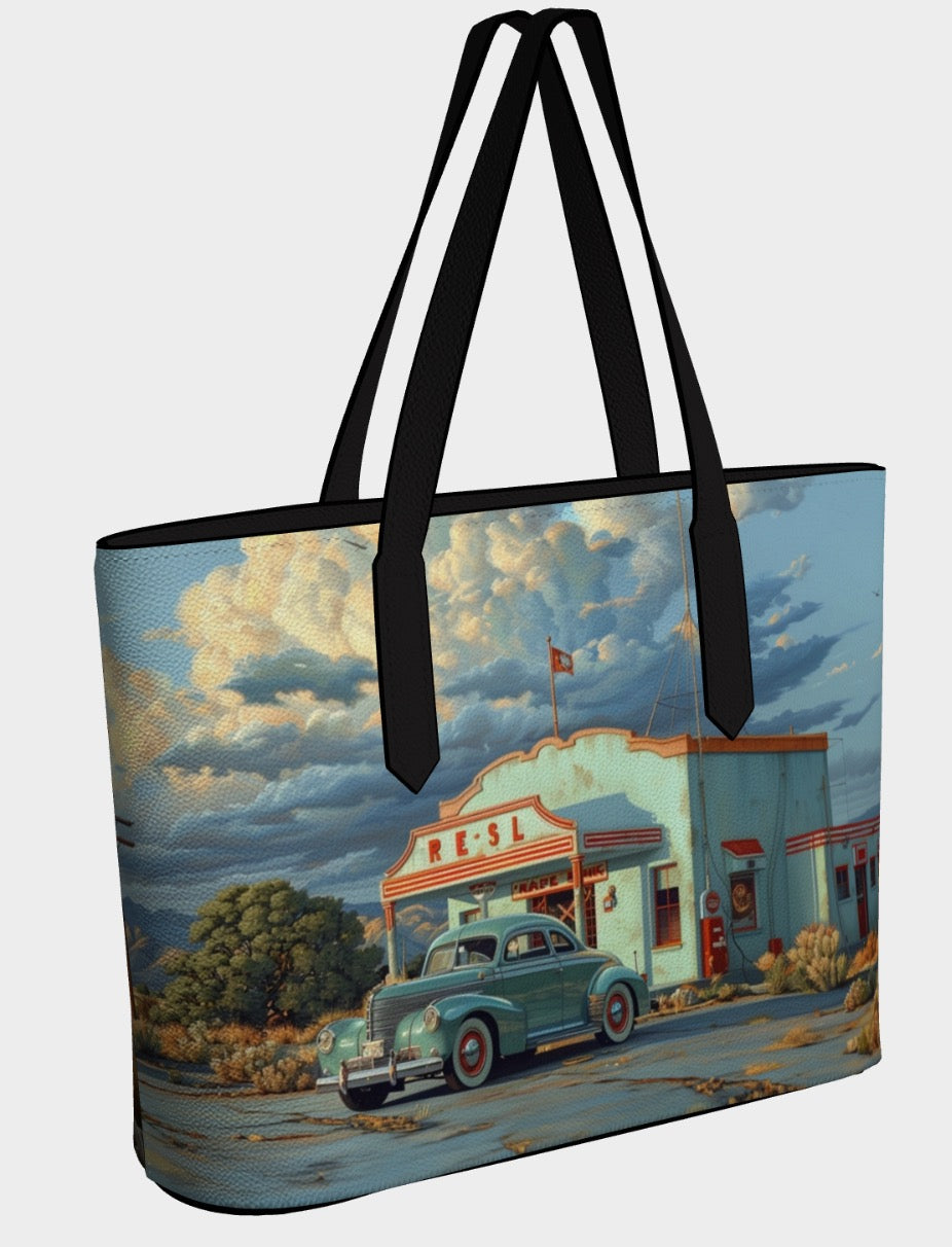 Last Stop For Gas - Vegan Leather Totebag