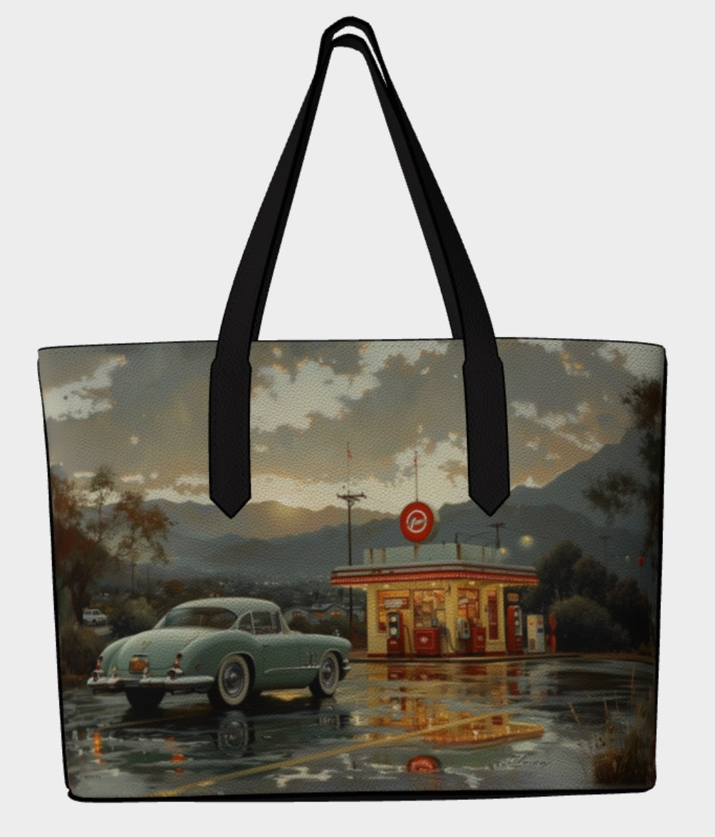 Last Stop For Gas - Vegan Leather Totebag